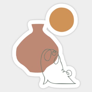 Terracotta pot and Pug Yoga Sticker